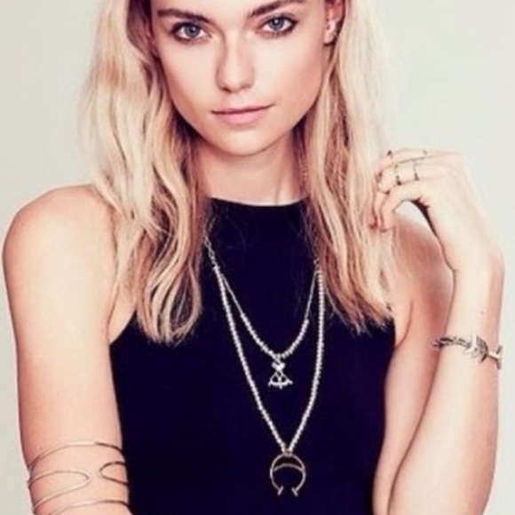 Free people metal mercury double strand necklace